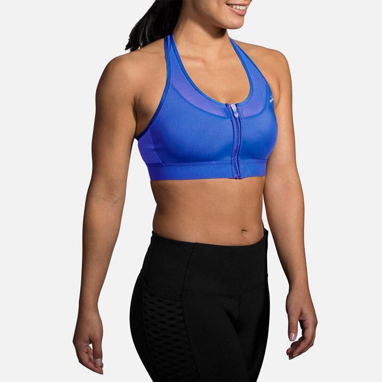 Brooks Women's FastForward Zip Running Bra - Blue (VKUA31867)